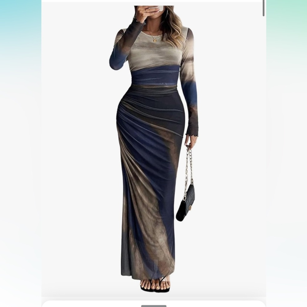 Women’s long sleeve ruched sheer dress